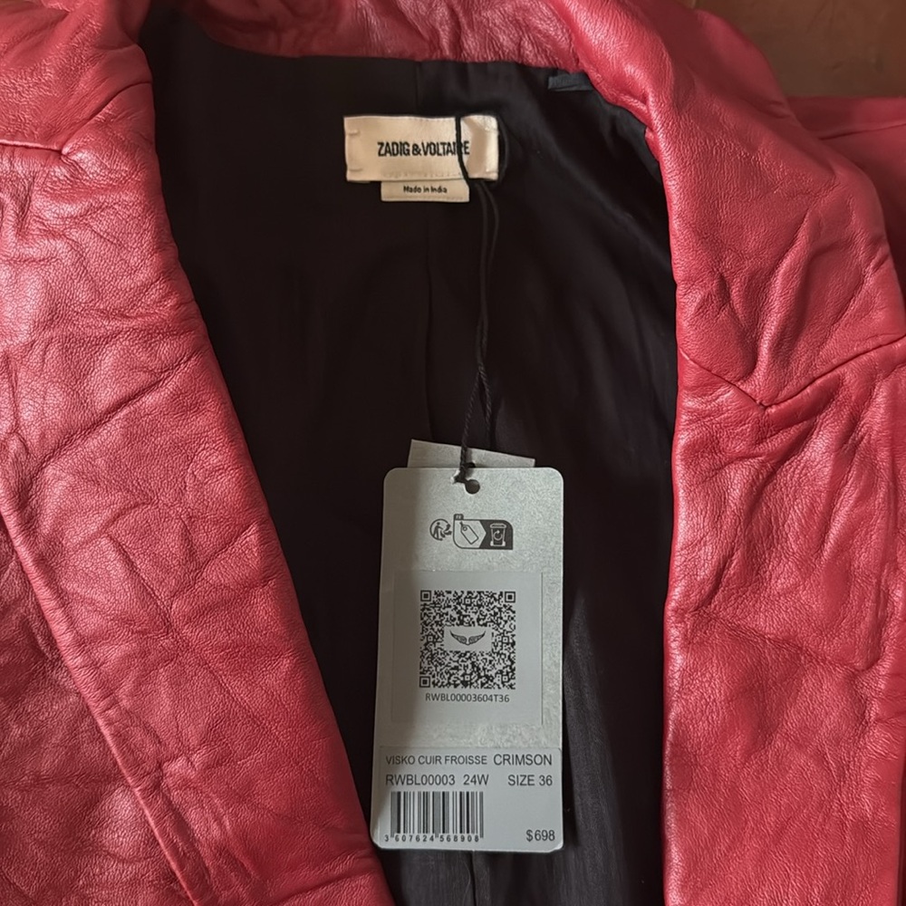 Zadig & Voltaire Red Blazer Tailored Suit Jacket - Picture 3 of 7